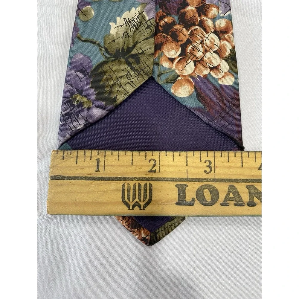 VTG Marina di Carrara Tie Floral Grape Italian Silk 60.25x3.7 USA Bold Art Print